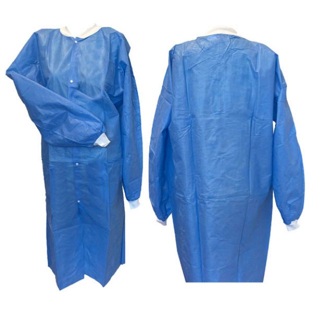 Picture of Lab Coat SMS Blue Knit Cuff Knit Collar No Pocket X-Large Essential Cares 10Pc/Bg 3Bg/Cs