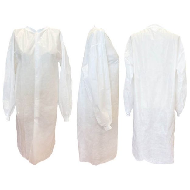 Picture of Lab Coat SMS White Knit Cuff Knit Collar No Pocket XX-Large Essential Cares 10pc/Bg 3Bg/Cs