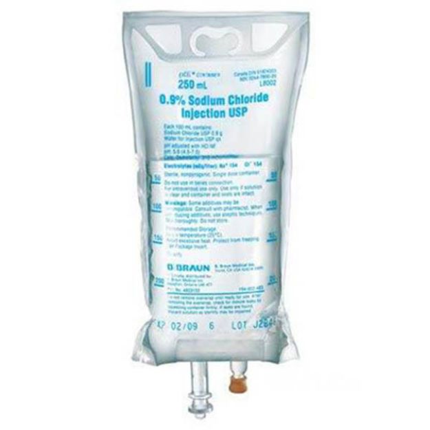 Picture of Sodium Chloride IV Solution DEHP Free .9% 250ml BBraun L8002 24Ea/Cs (MK)