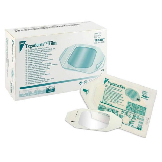Picture of 3M Tegaderm Transparent Film Dressing Frame 2 3/8X 2 3/4 1624W  100/Bx 4Bx/Cs
