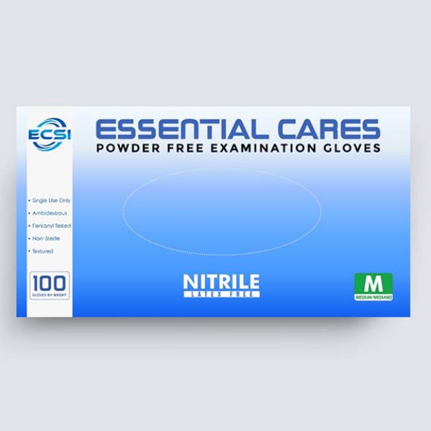 Picture of Nitrile Powder Free Examination Gloves Blue, Essential Cares Medium 100pc/Bx 10Bx/Cs