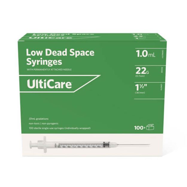 Picture of Low Dead Space Syringe With Perm Needle 1ml 22Gx1.5in 05125 100Pc/Bx 30Bx/Cs