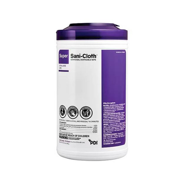 Picture of Sanicloth Germicidal Disposable Wipe Large PDI 86984 65sh/Ea 6 Ea/Cs  (MP)