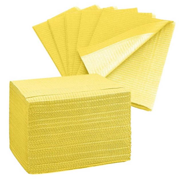 Picture of Poly Bibs Yellow BIB-3 2 Ply Tissue Plus Poly Towels 13X18 500Pc/Bx
